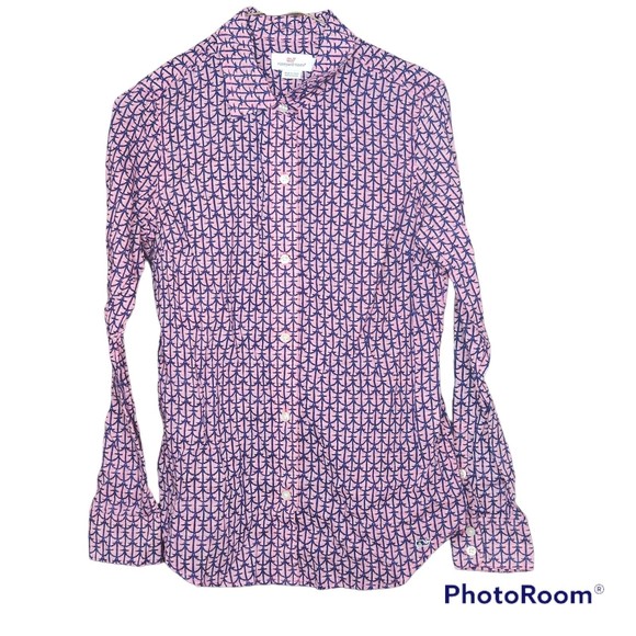 Vineyard Vines Nautical Lightweight Anchor Printed Long Sleeve Button Up - Picture 1 of 4